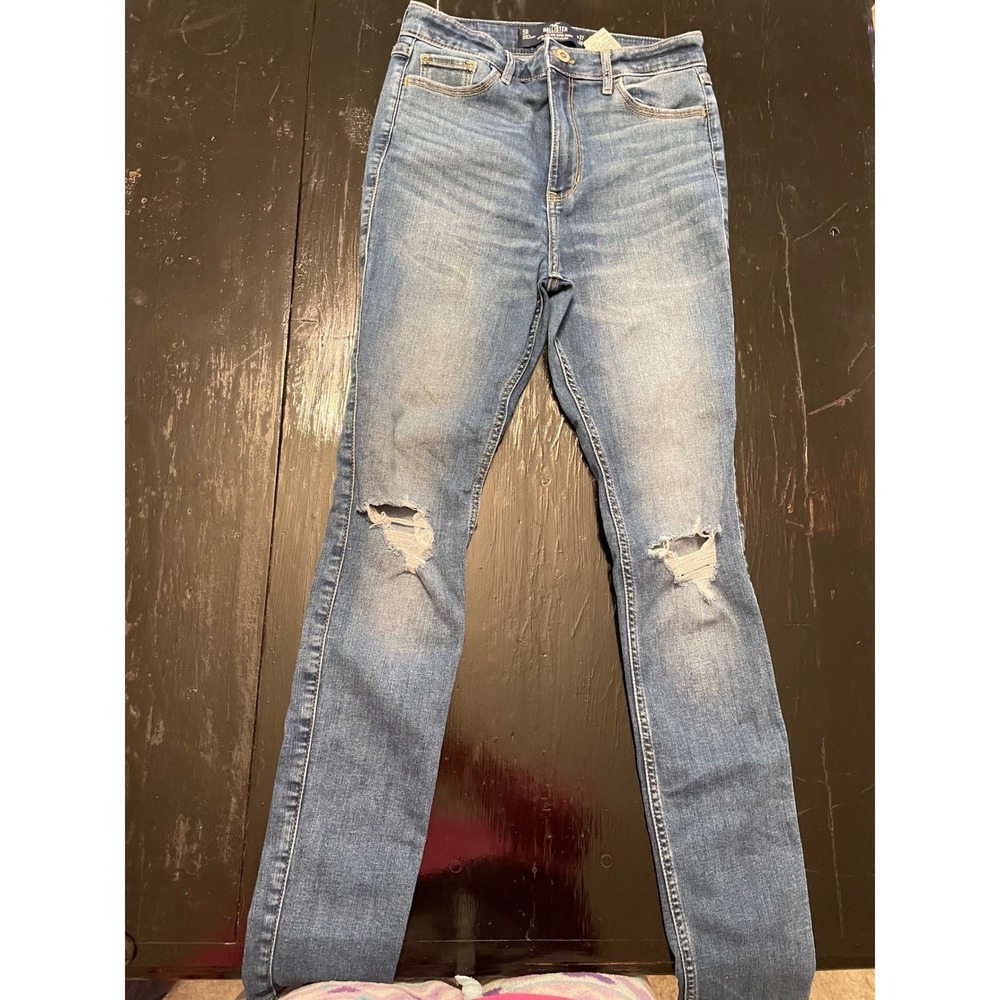 Hollister California Ultra High Rise Super Skinny Jeans Ripped Light Wash W27L30
